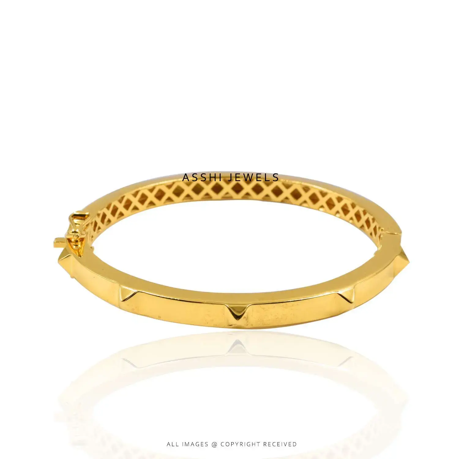 Yellow Gold Plated Pyramid cuff Bangle Sterling silver Jewelry