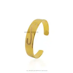 White CZ S Letter Bangle-Sterling Silver Jewelry