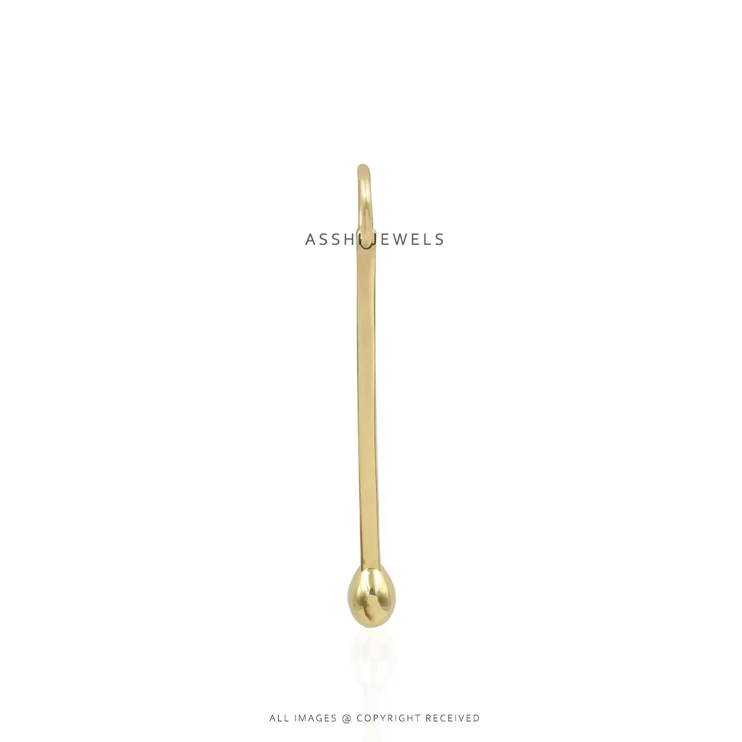 Slim Matchstick Pendant in Gold Plated Silver